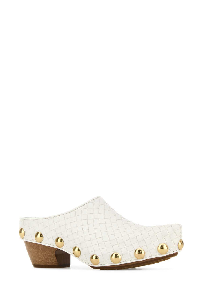 White Leather Gondola Mules Wealabaster Scarpe Con Tacco