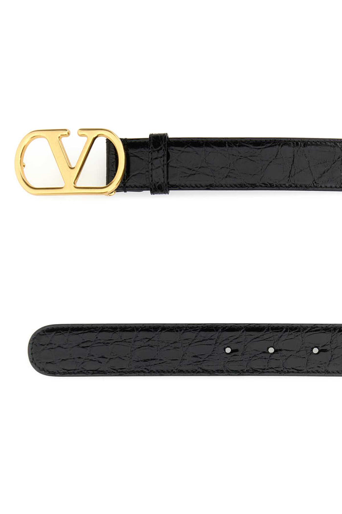 Black Leather Vlogo Belt Nero Cinture