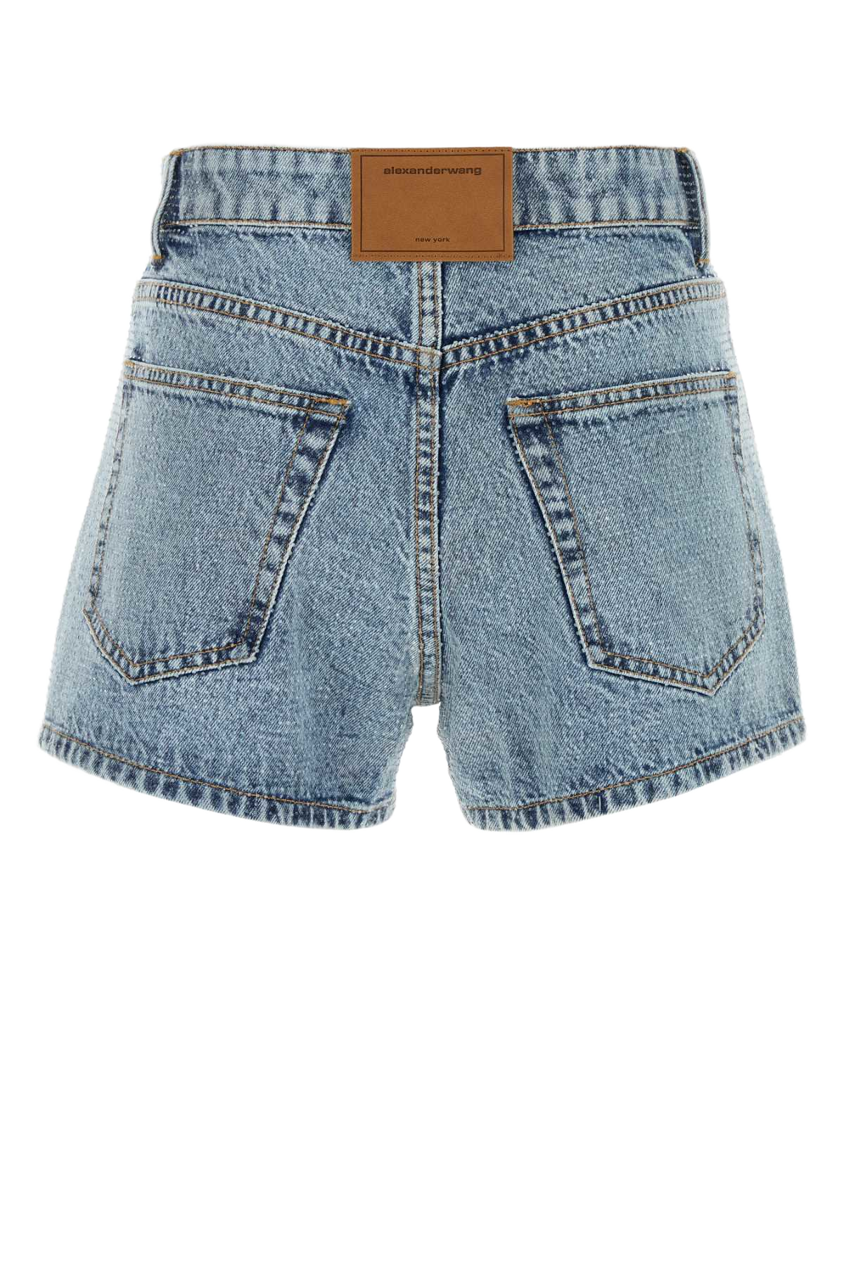 Embellished Denim Shorts Vintagelightindigo Exterior: Cotton