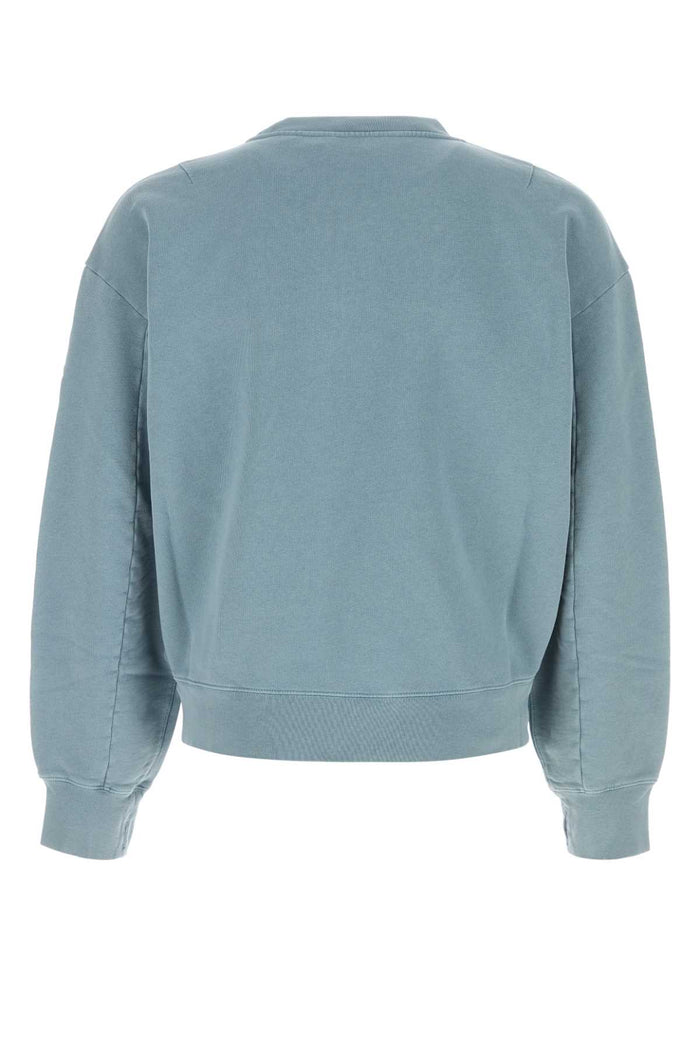 Powder Light-Blue Cotton Sweatshirt Sky Exterior: Felpe