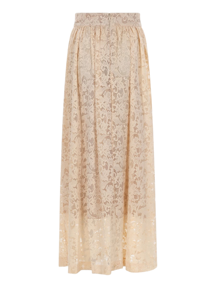 Long Lace Skirt Ivory Polyamide Polyester