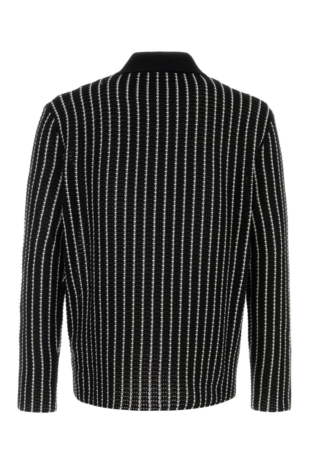 Embroidered Crochet Cardigan Blackwhite Cotone Maglieria
