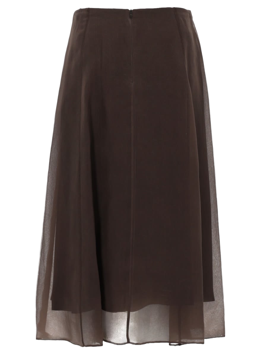 Circle Midi Skirt Brown Silk