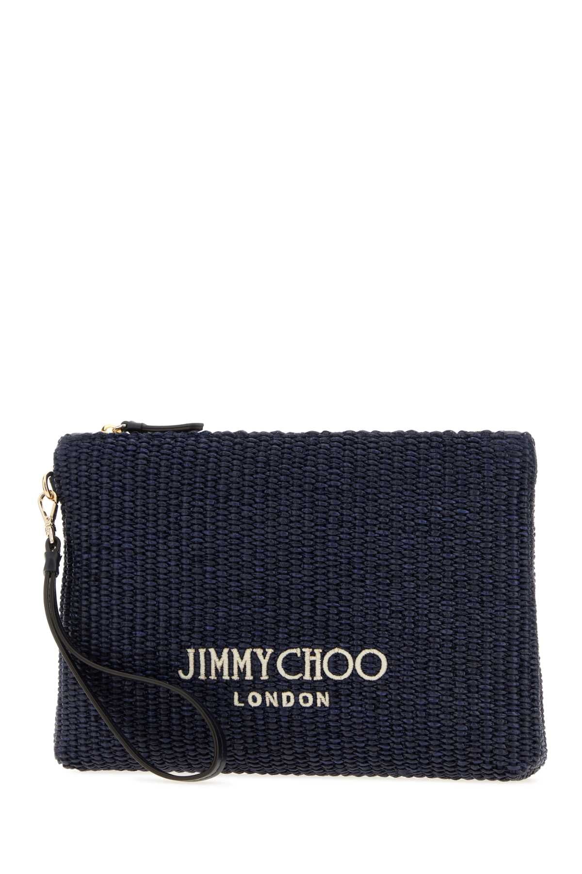 Midnight Blue Raffia Clutch Marineecru