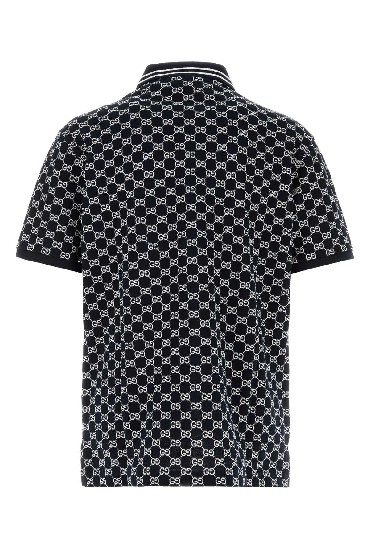 Embroidered Piquet Polo Shirt Navywhite Exterior: Cotton