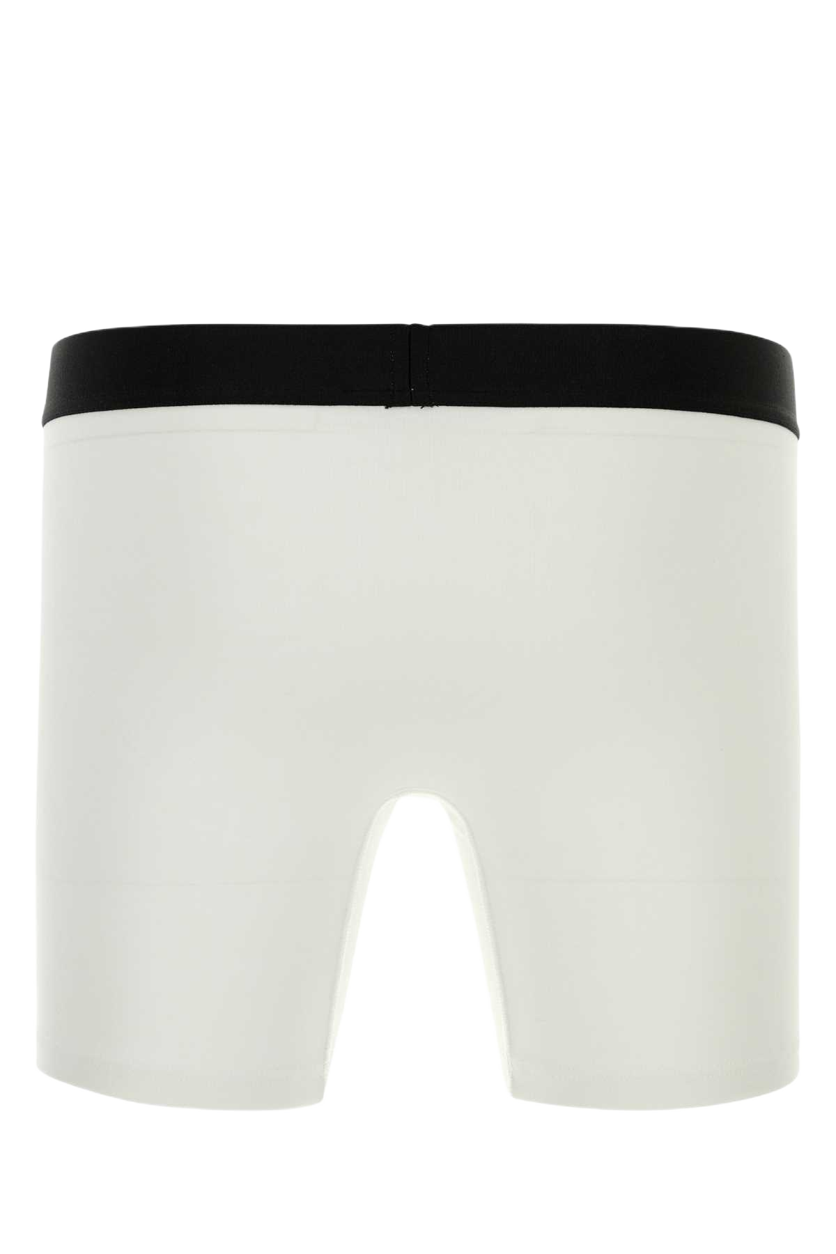 White Stretch Cotton Boxer Exterior: Elastane Costumi Da Bagno