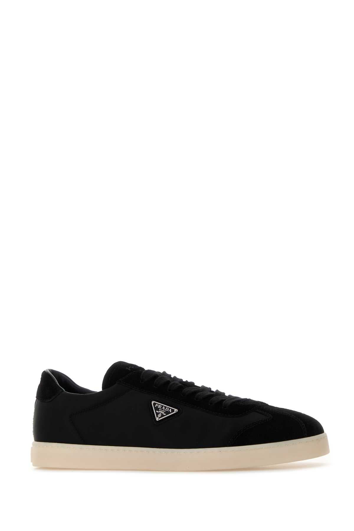 Black Re-Nylon And Suede Sneakers Nero 1 Poliammidericiclata-vitello