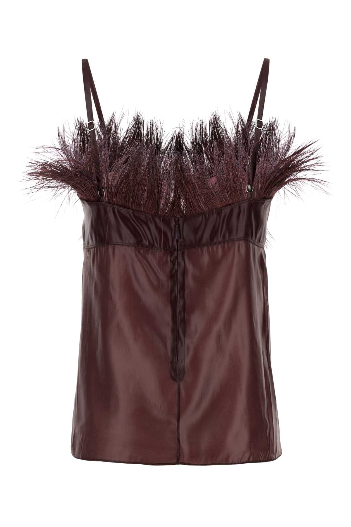 Burgundy Nylon Blend Top Oxblood Exterior: Wool Maglie