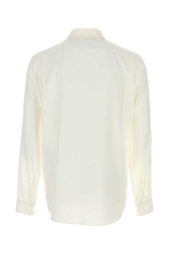 White Crepe Shirt Silk Camicie