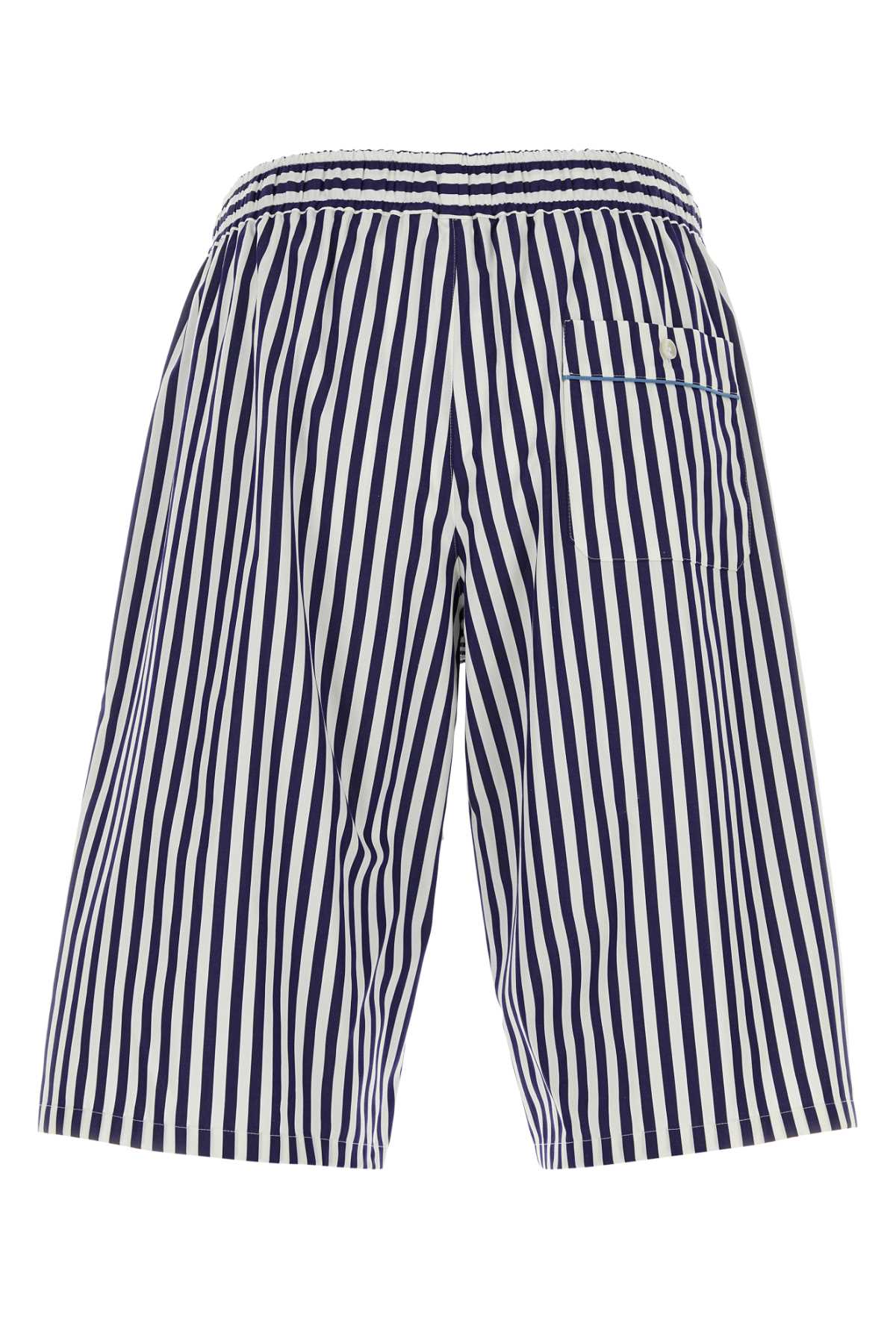 Embroidered Poplin Bermuda Shorts Rigato Exterior: Cotton Silk Pantaloni