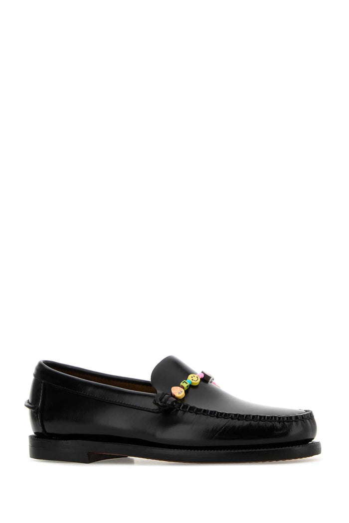 Black Leather Frank Loafers Mocassini
