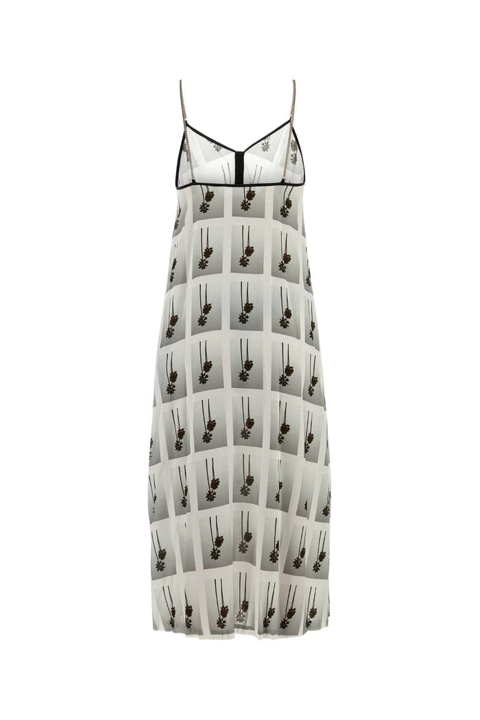Printed Viscose Dress White Grey Exterior: Abiti