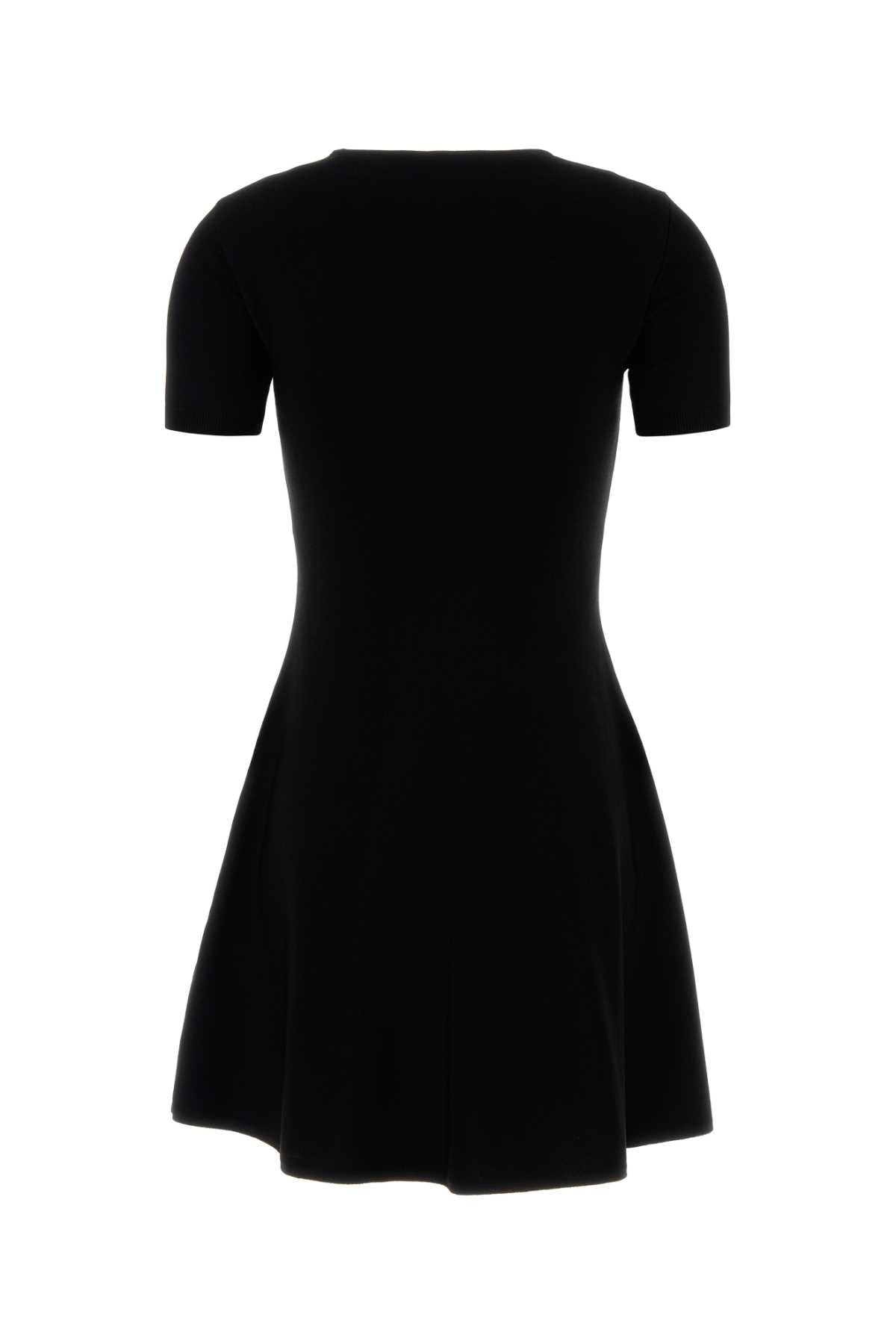 Black Viscose Blend Mini Dress Neroavorio Polyester Abiti