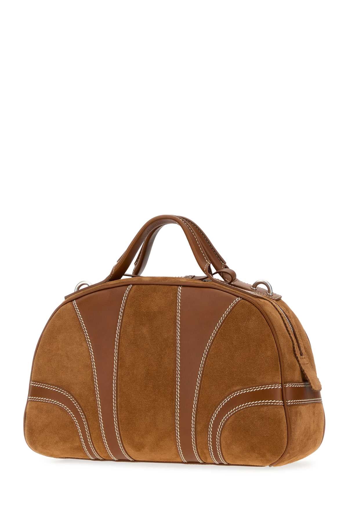 Caramel Suede And Leather Handbag Tan Borse A Mano