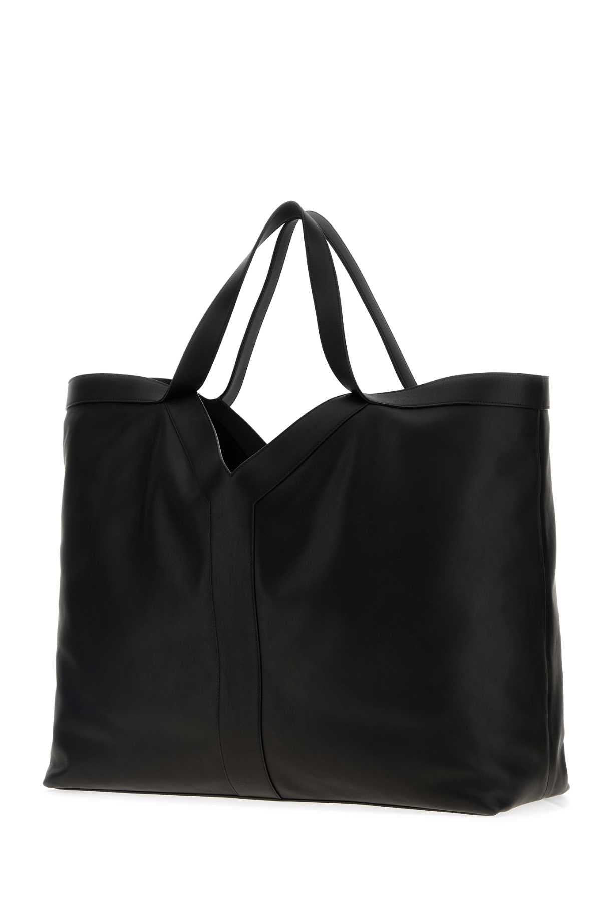 Black Leather Maxi Shopping Bag Nero Exterior: Calf Lining: Suede Borse A Mano