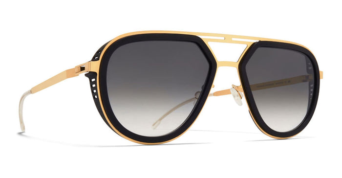 Cypress - Mh7 Pitch Black Glossy Gold Stainless Steel Sunglasses