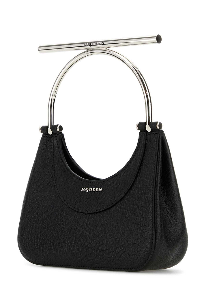 Black Leather Mini Cross-Bar Handbag Blacksilver Borse A Mano