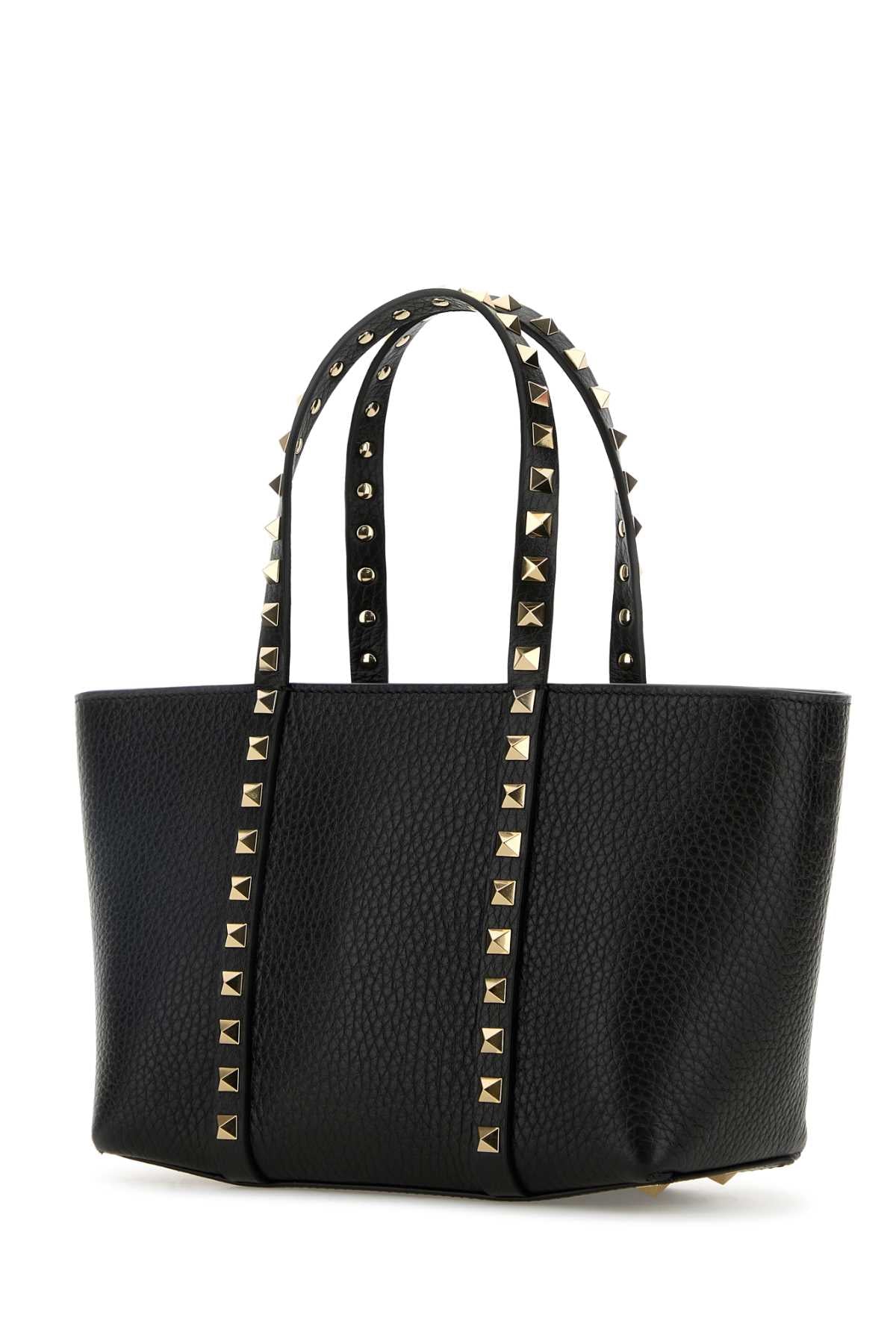 Black Leather Medium Rockstud Handbag Nero Borse A Mano