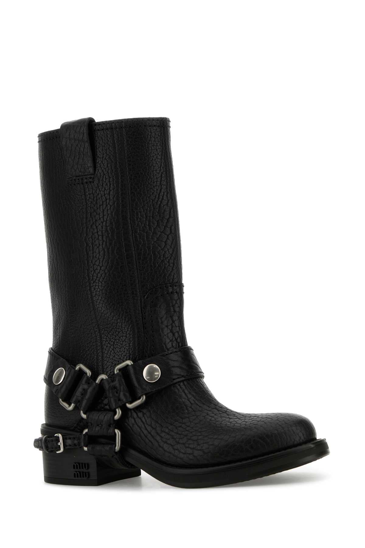 Black Leather Ankle Boots Nero Vitello Stivali
