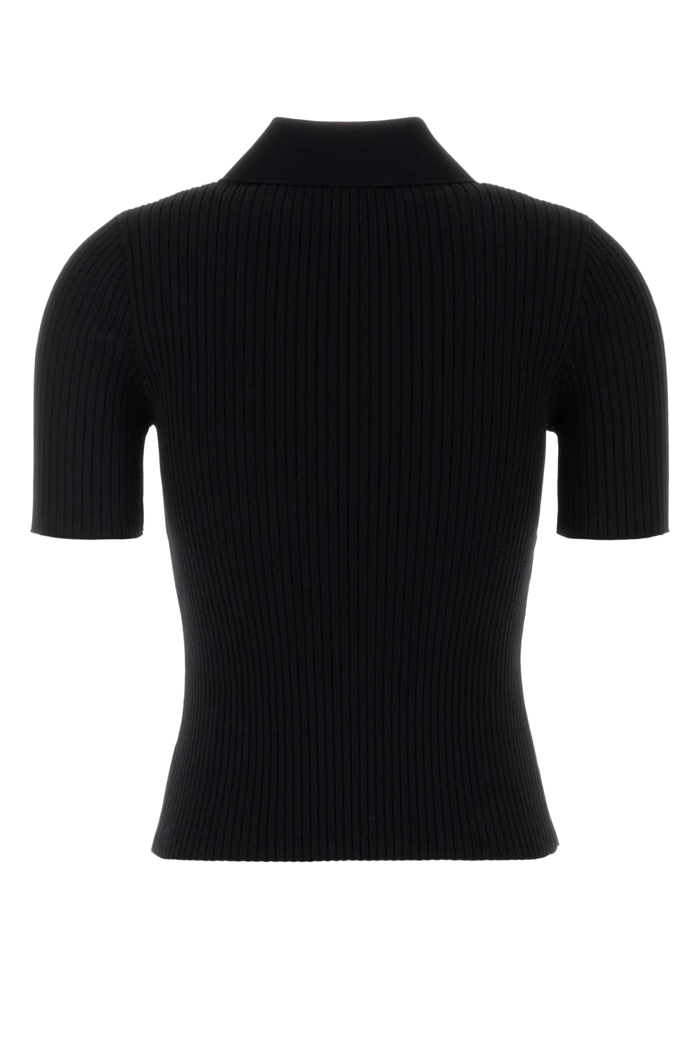 Black Viscose Blend Polo Shirt Exterior: Polyester