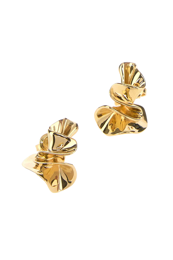 Gold Silver Small Anemone Earrings Yellowgold Orecchini