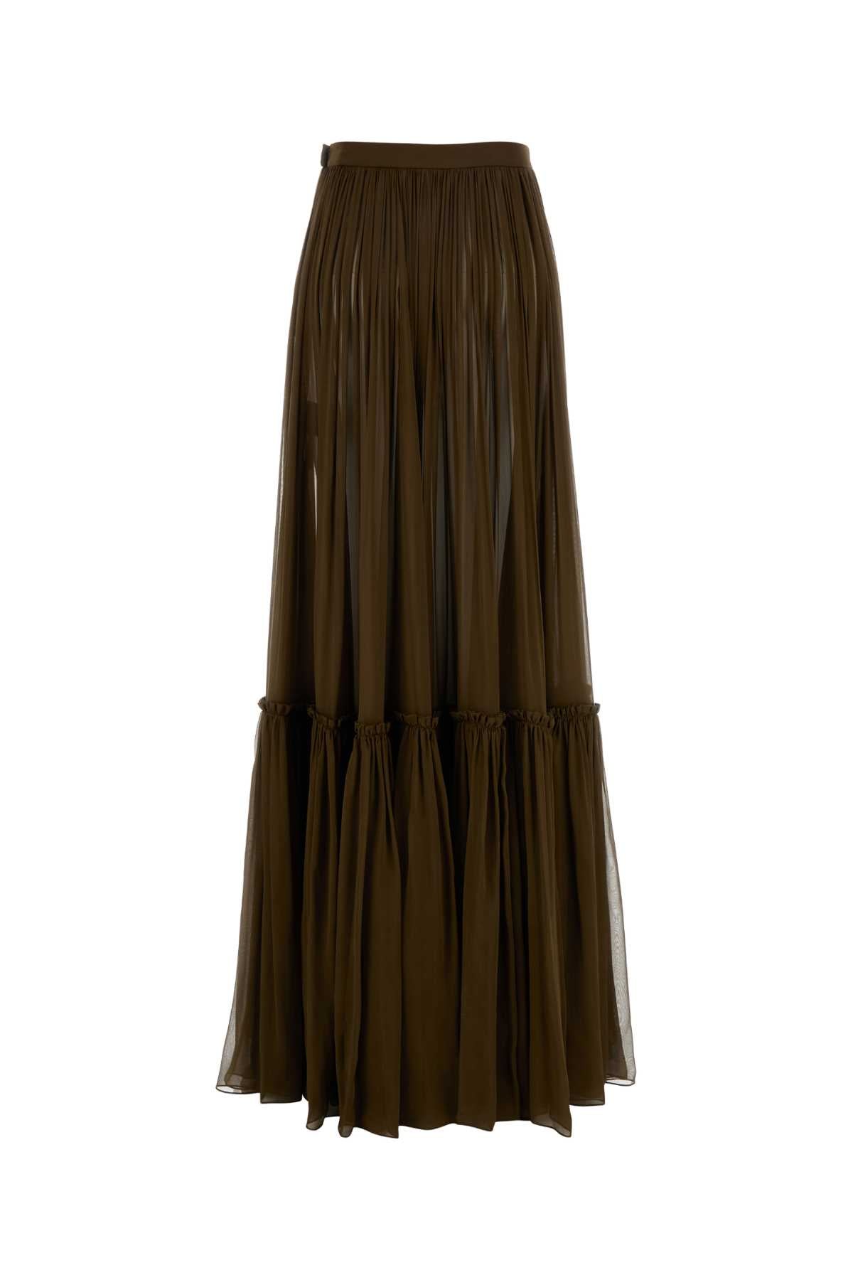 Brown Crepe Skirt Bronze Exterior: Silk Gonne