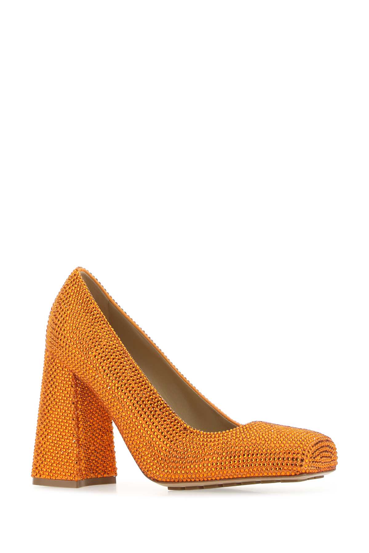 Orange Leather And Rhinestones Tower Pumps 7593 Scarpe Con Tacco