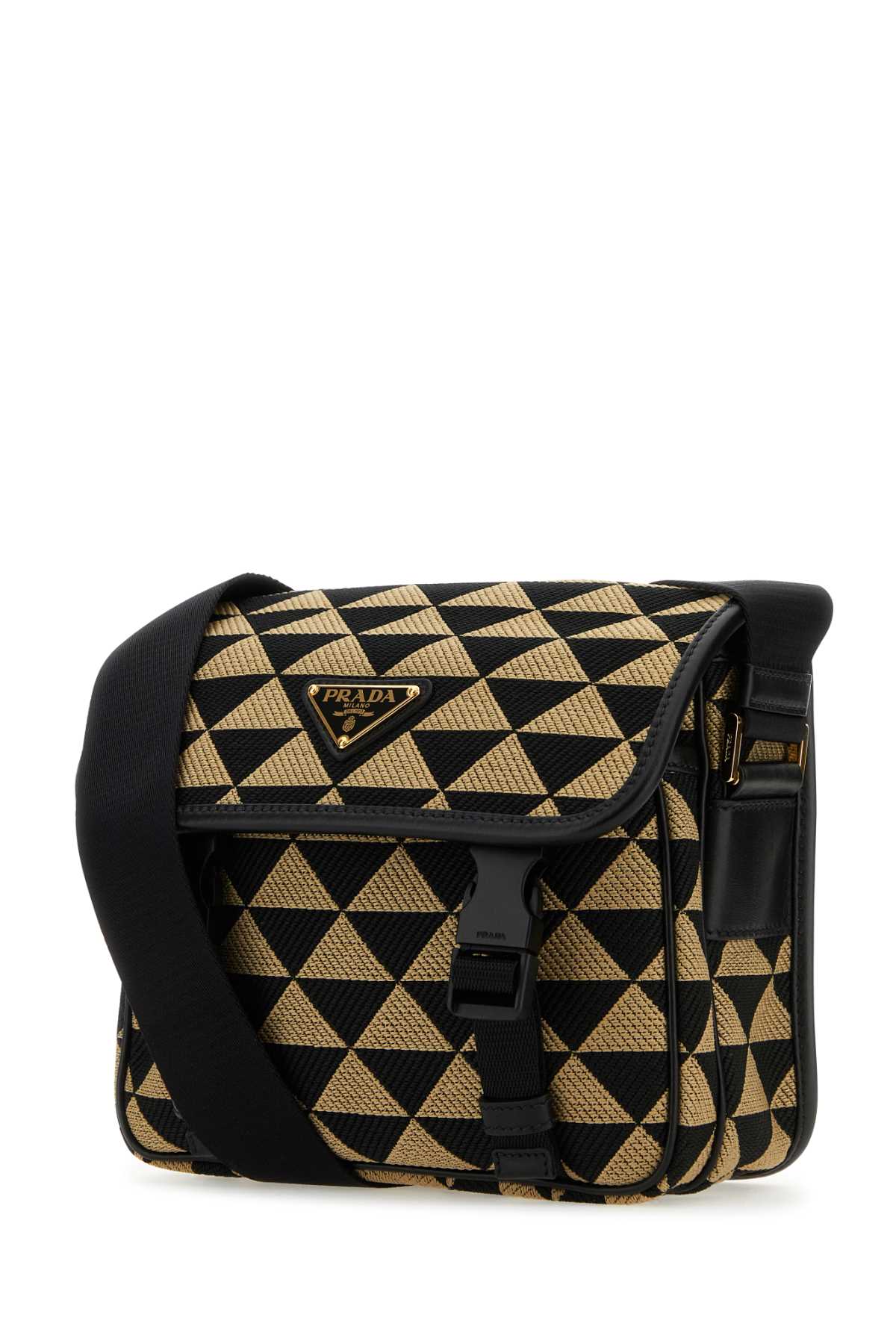 Embroidered Fabric Prada Symbole Crossbody Bag Nerocorda Pl-vitello Borse A Tracolla