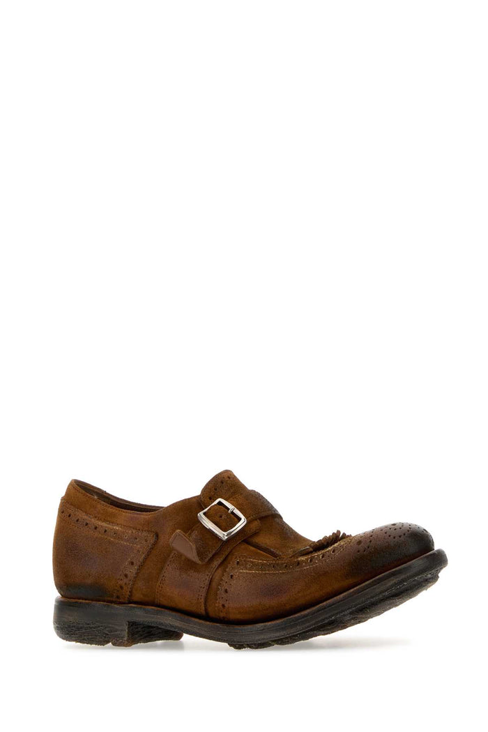 Caramel Suede Shanghai W Monk Strap Shoes Tabac Vitello Scarpe Stringate