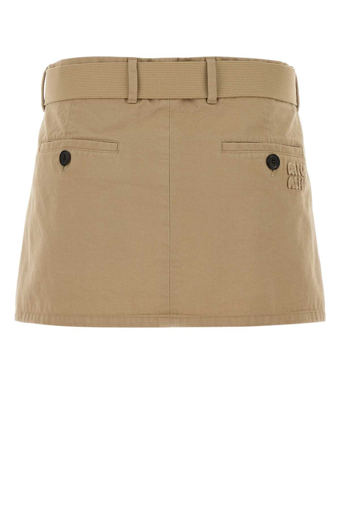 Beige Gabardine Mini Skirt Exterior: Cotton Gonne