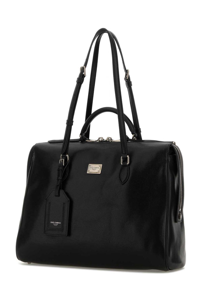 Black Leather Vittoria Handbag Nero Borse A Mano