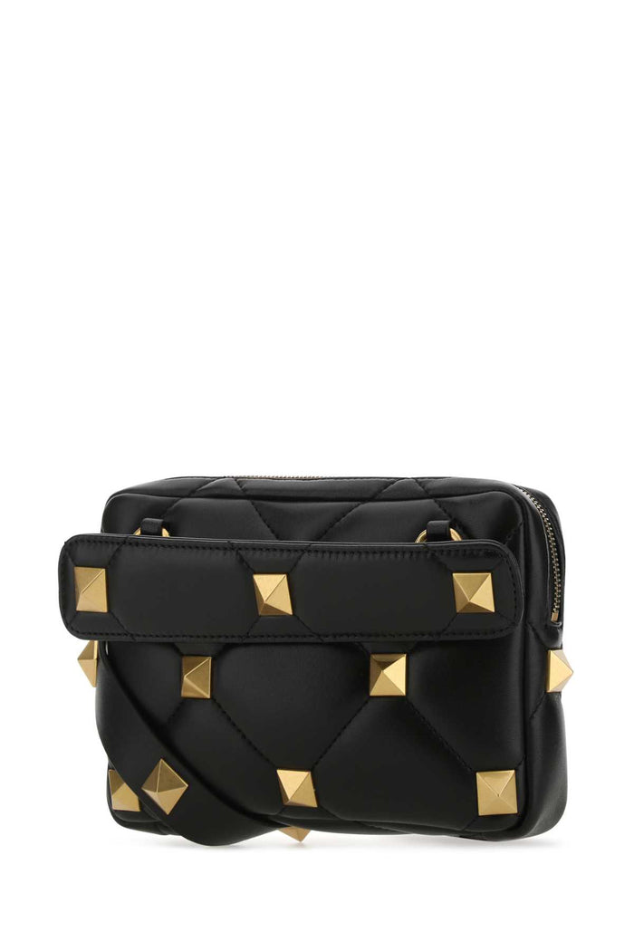 Black Nappa Leather Roman Stud Handbag 0no Borse A Mano