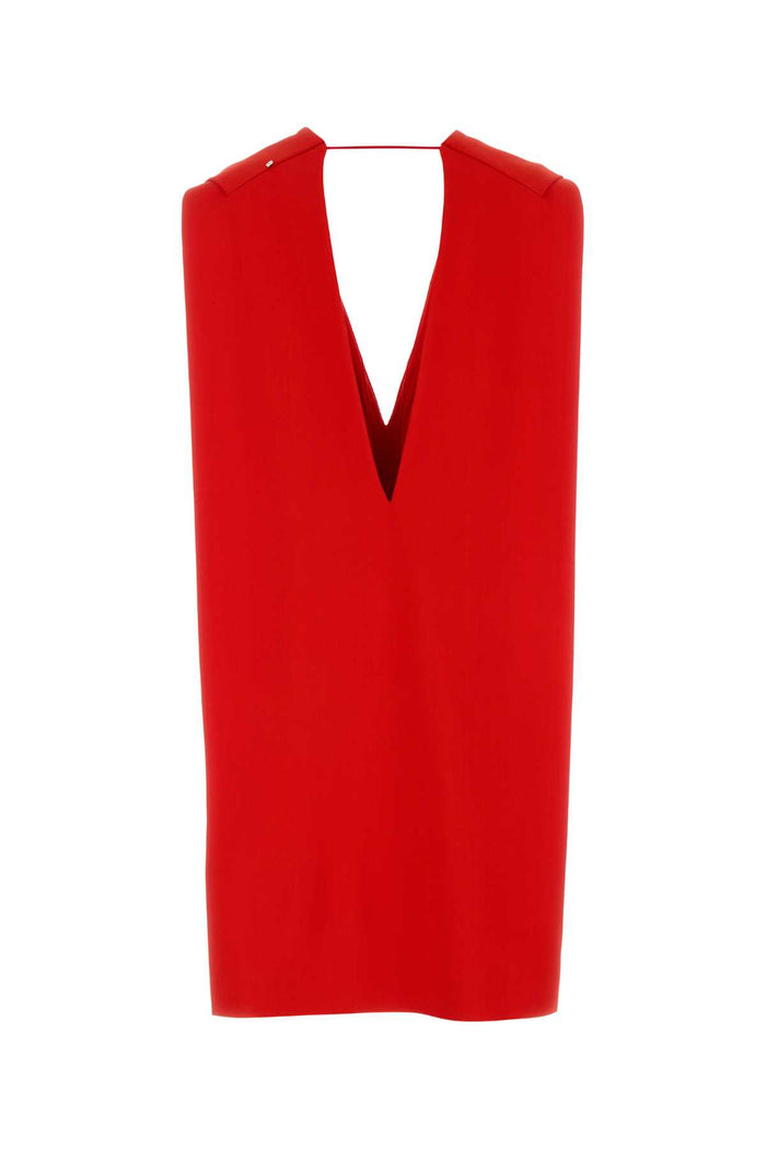 Red Stretch Viscose Agrume1234 Mini Dress Rosso Exterior: Elastane Abiti