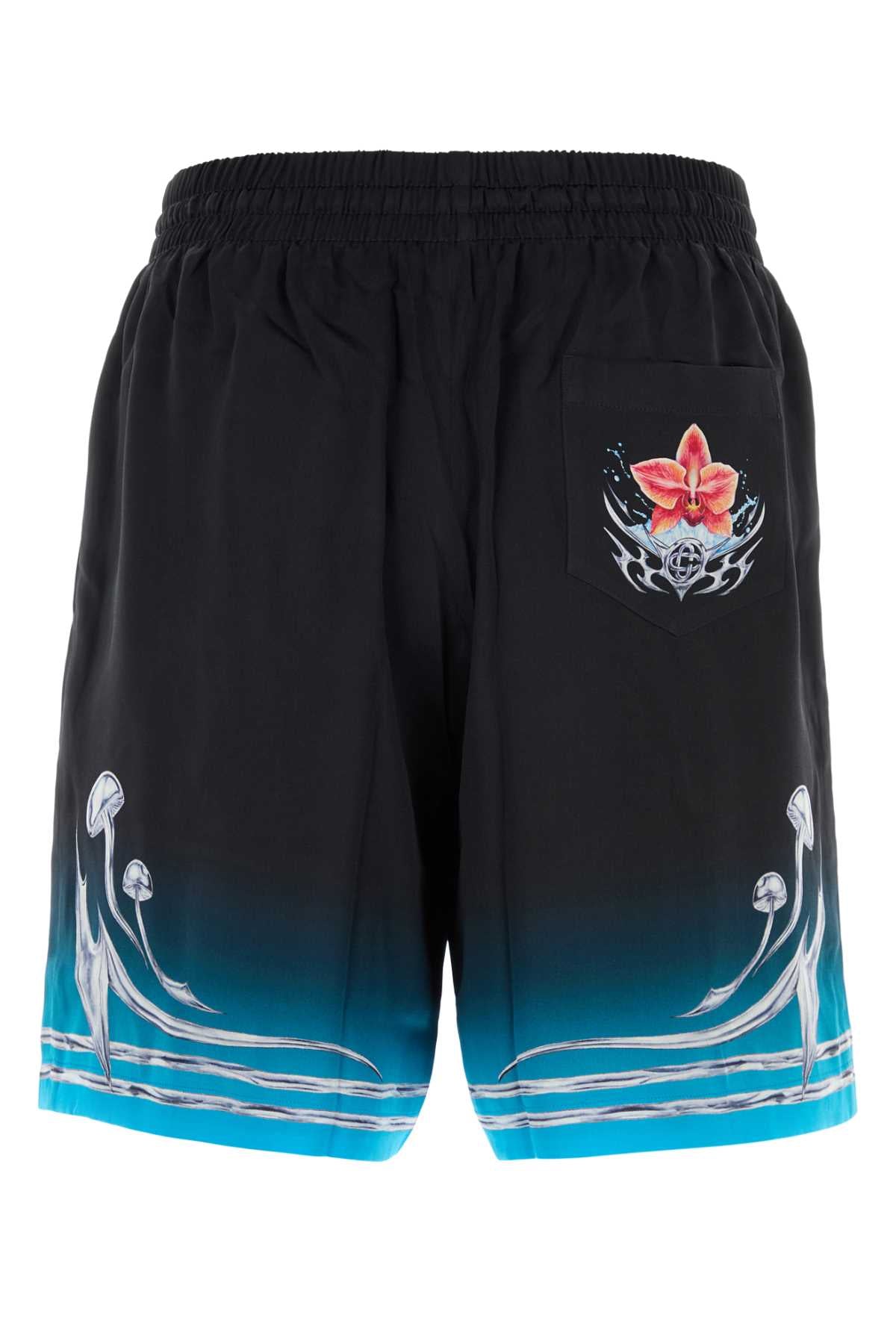 Printed Satin Bermuda Shorts Blades Silk