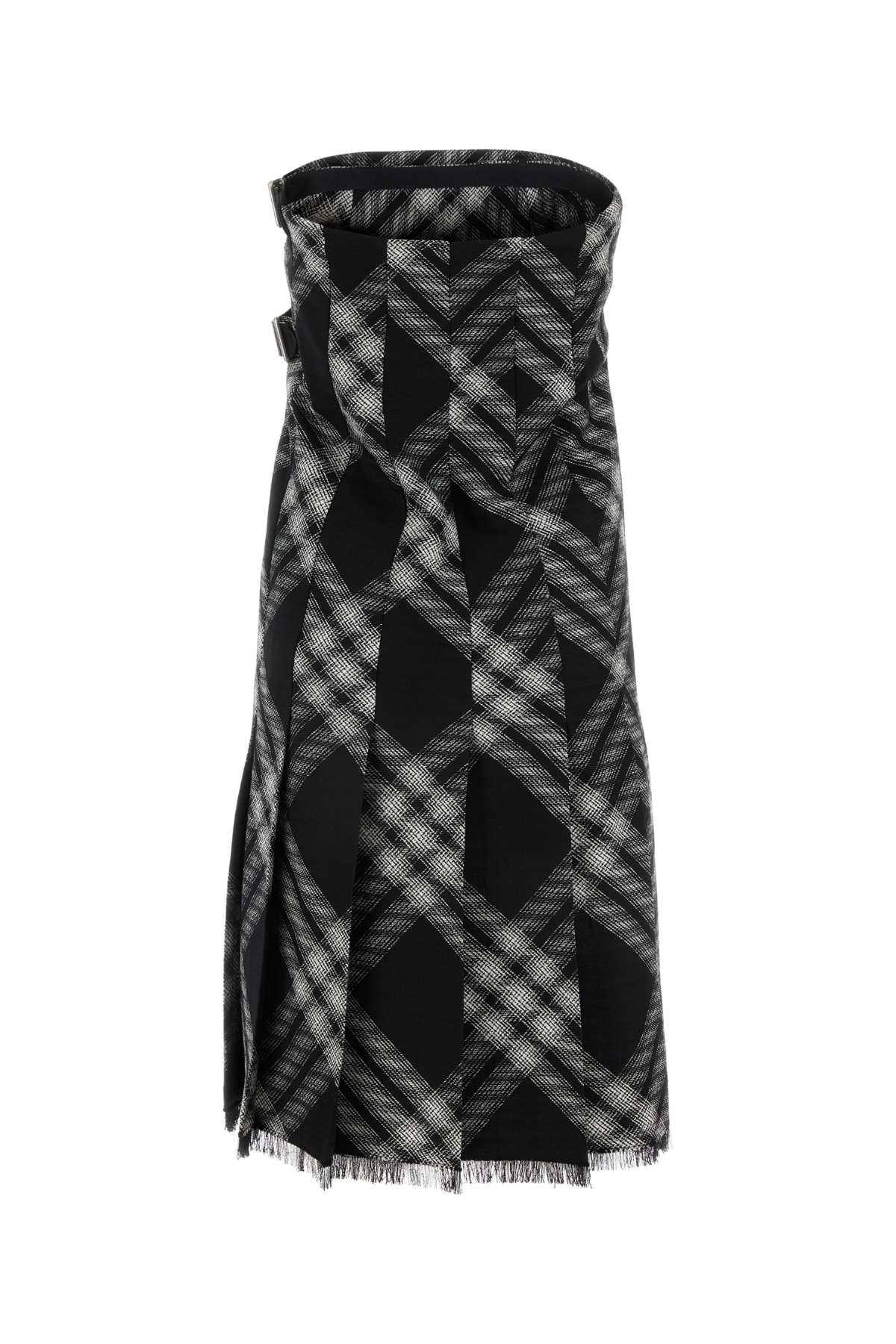 Embroidered Wool Dress Monochrome Exterior: Abiti