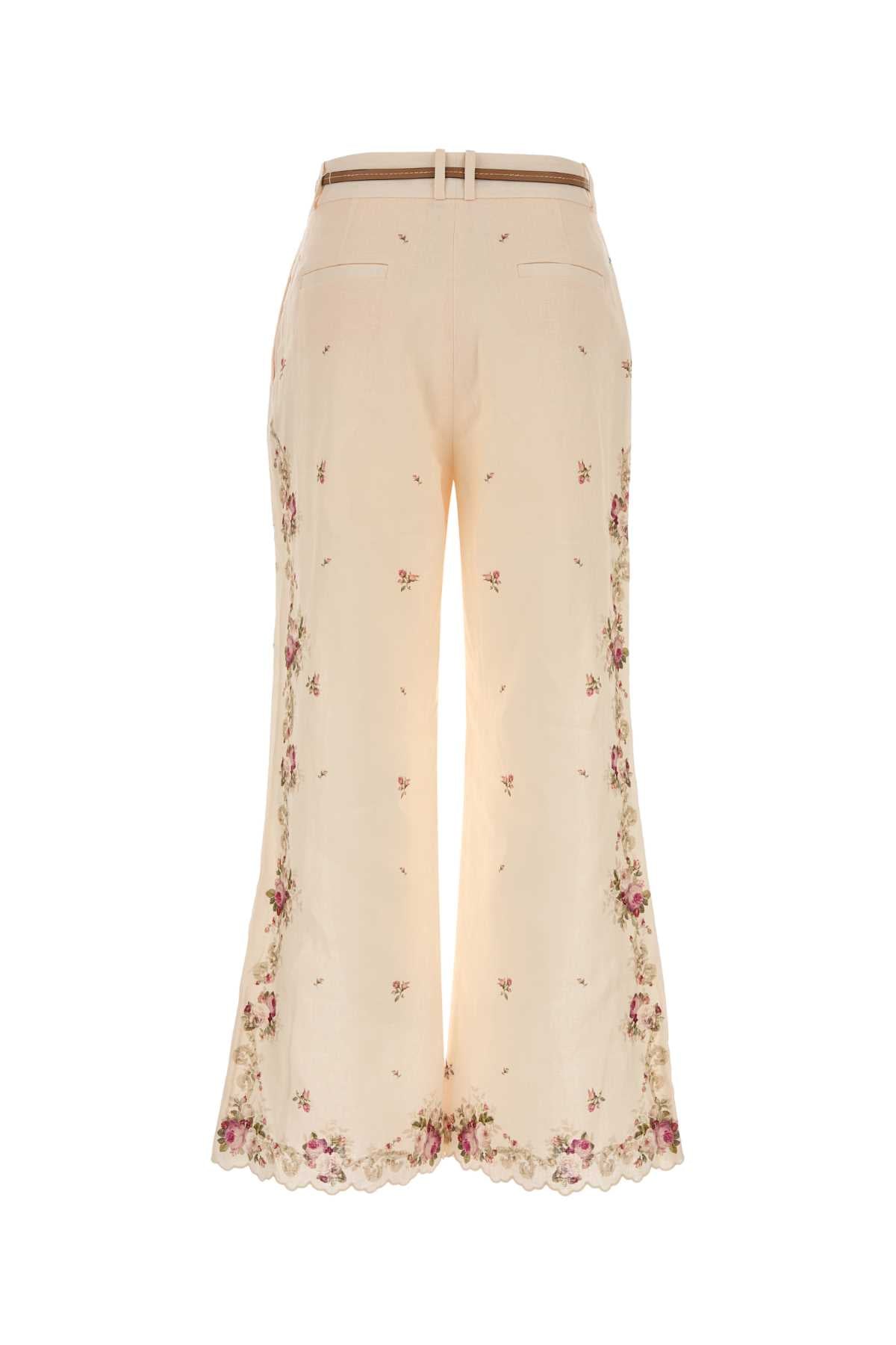 Cream/pinkrose Linen Pantaloni