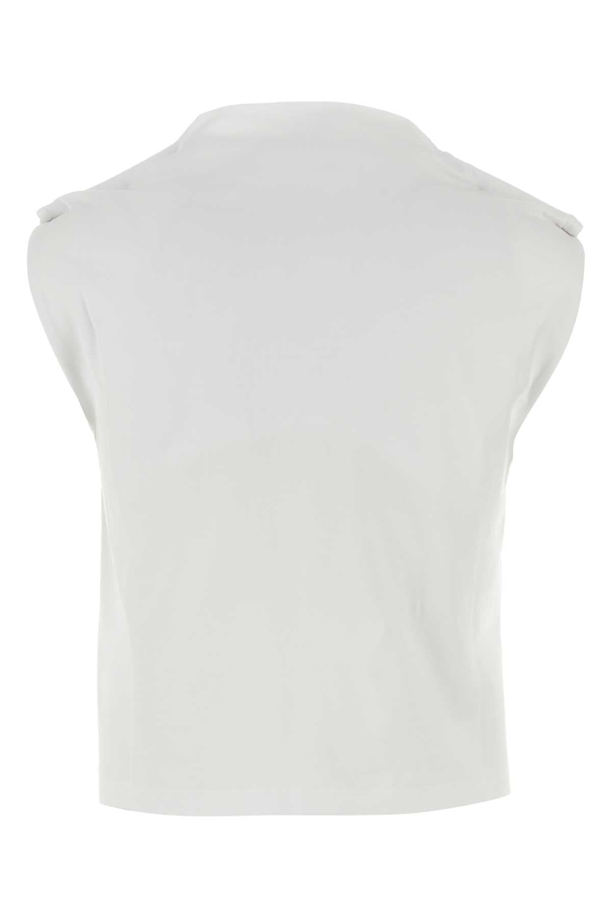 White Stretch Cotton Glenda Top Exterior: Elastane Maglie