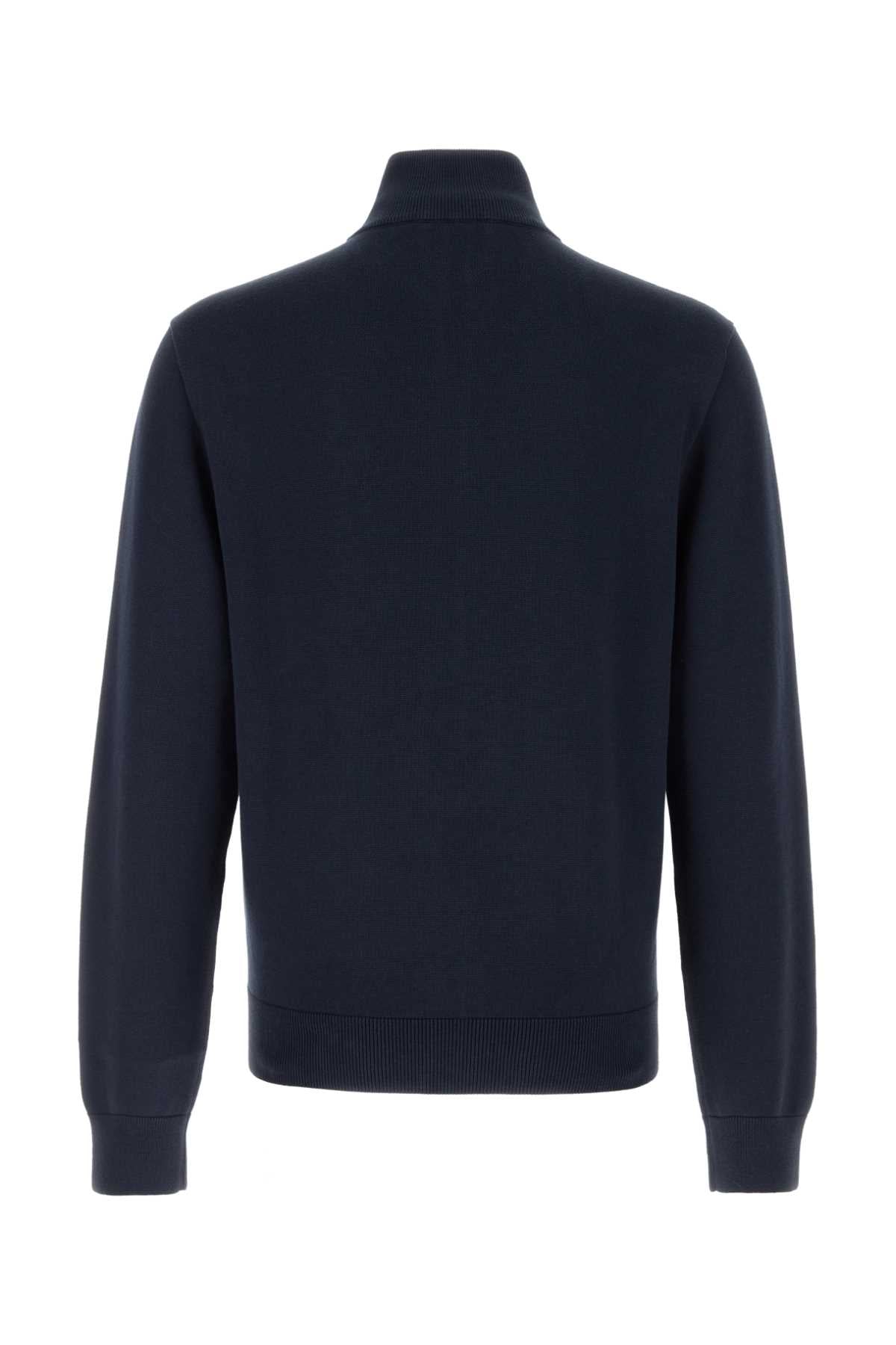 Dark Blue Cotton Blend Cardigan Midnightblue Maglieria