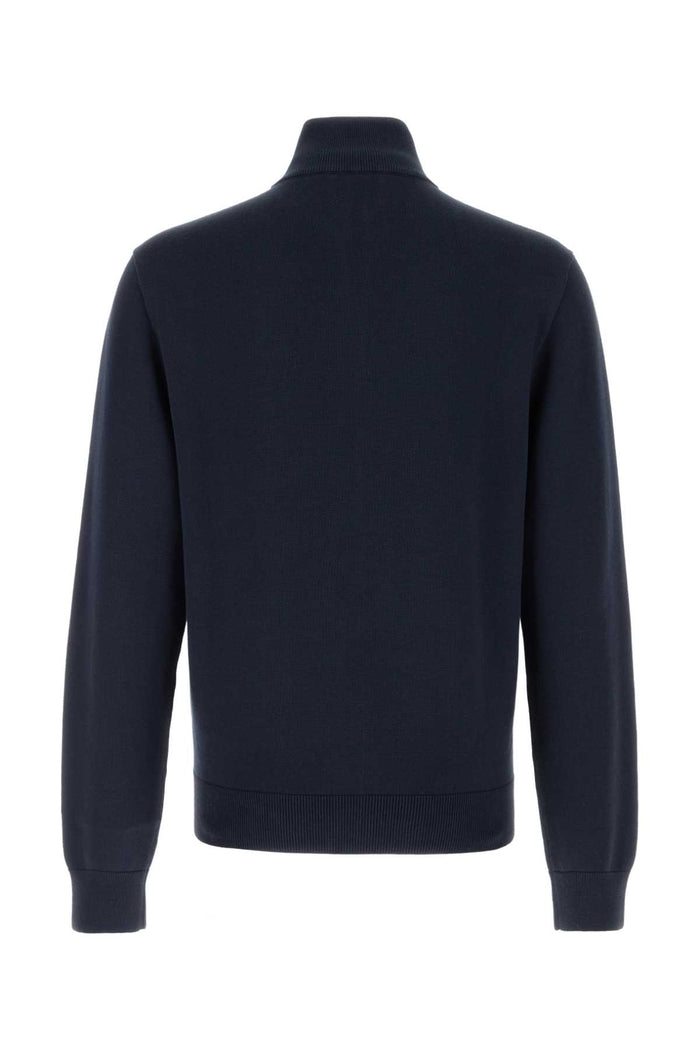 Dark Blue Cotton Blend Cardigan Midnightblue Maglieria