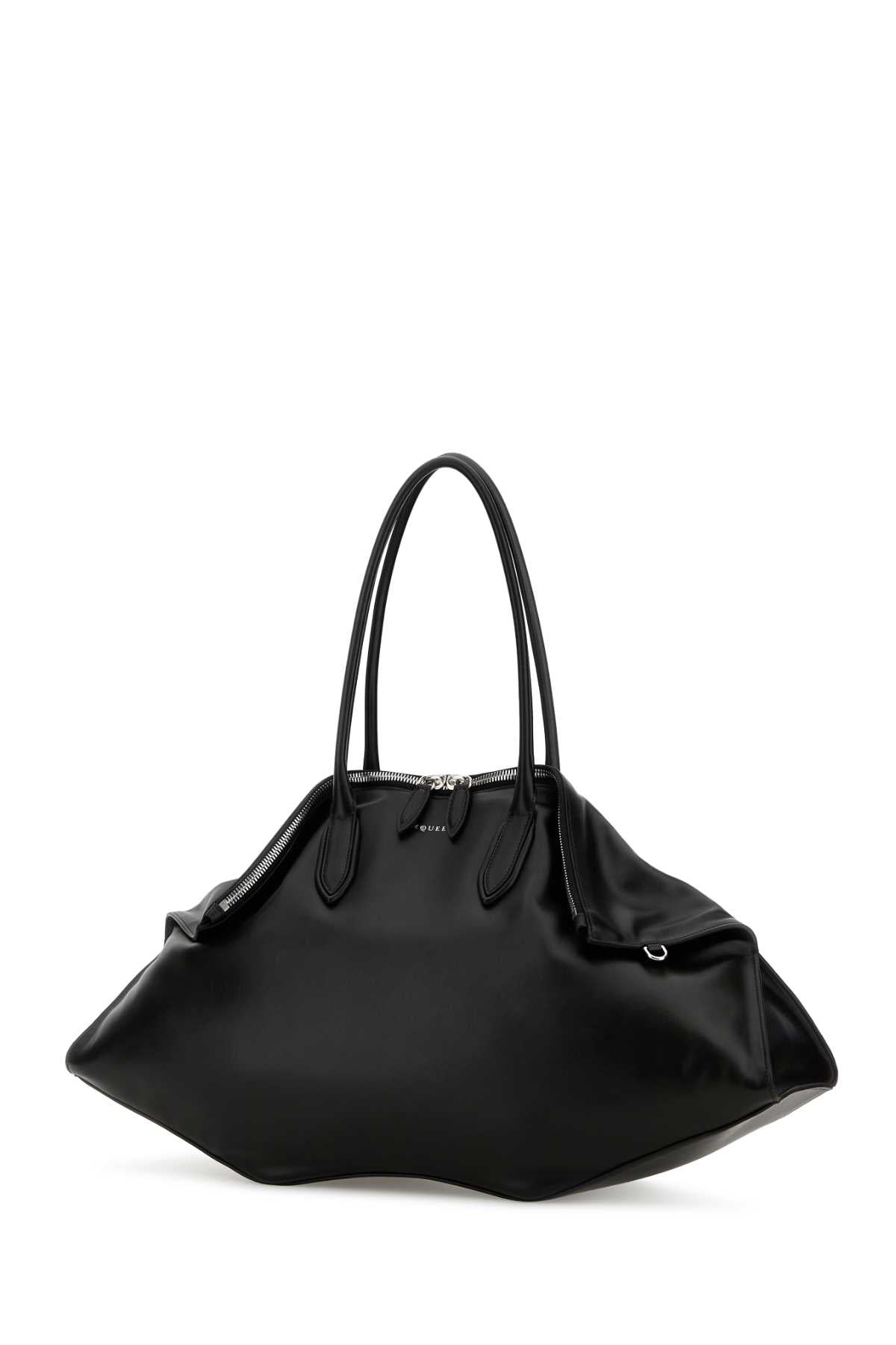 Black Leather Maxi Manta Shoulder Bag Blacksilver Borse A Mano
