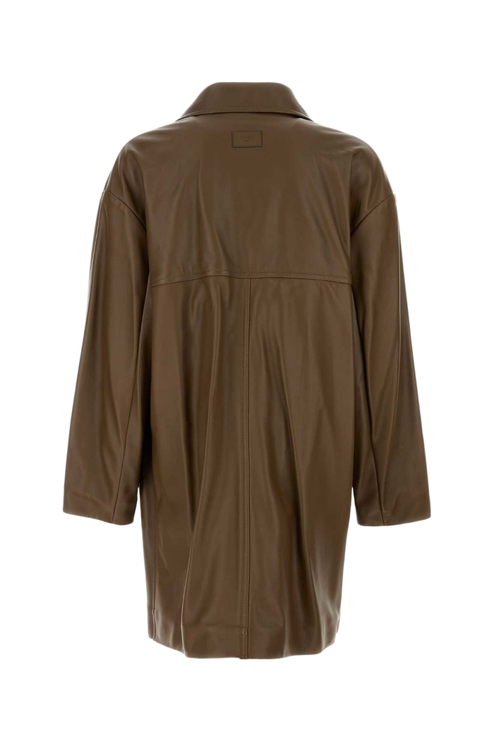 Brown Nappa Leather Coat Pecan Cappotti