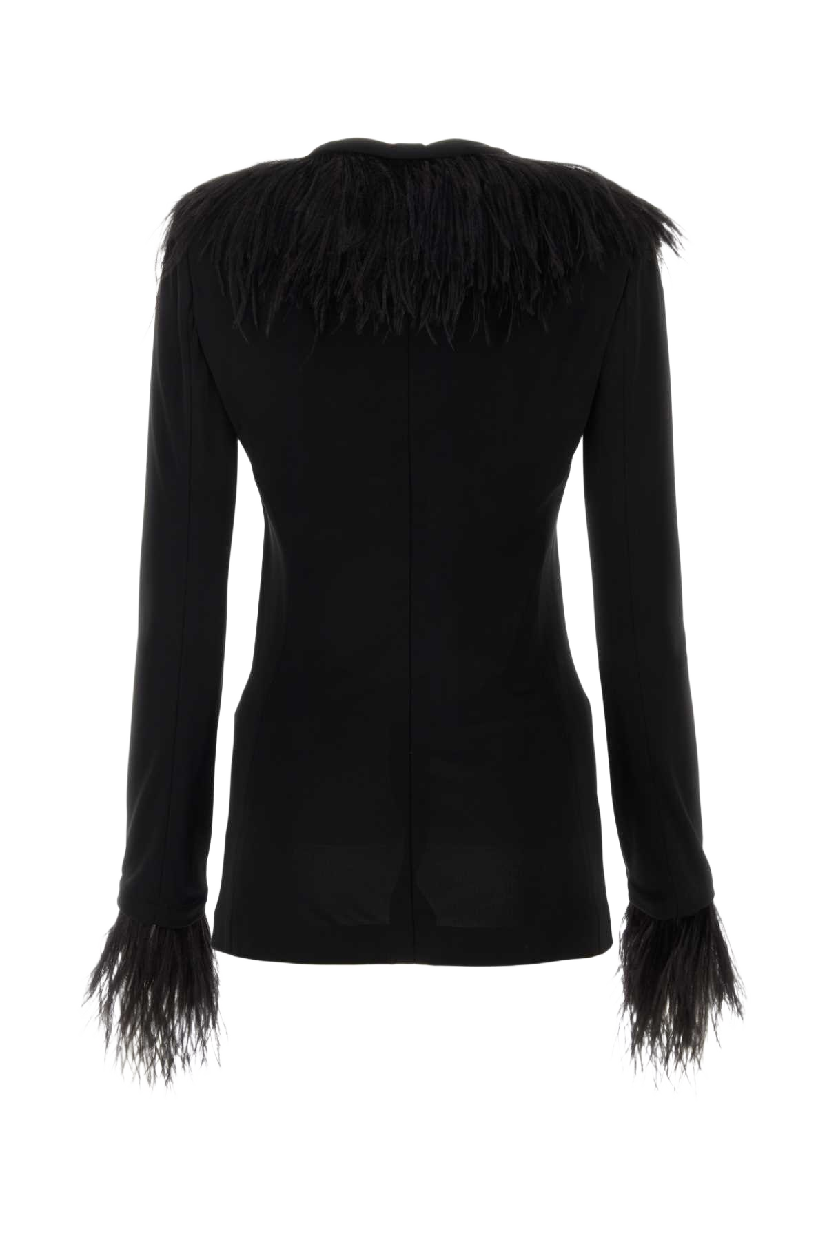 Black Crepe Blazer Nero Exterior: Viscose Giacche E Gilet