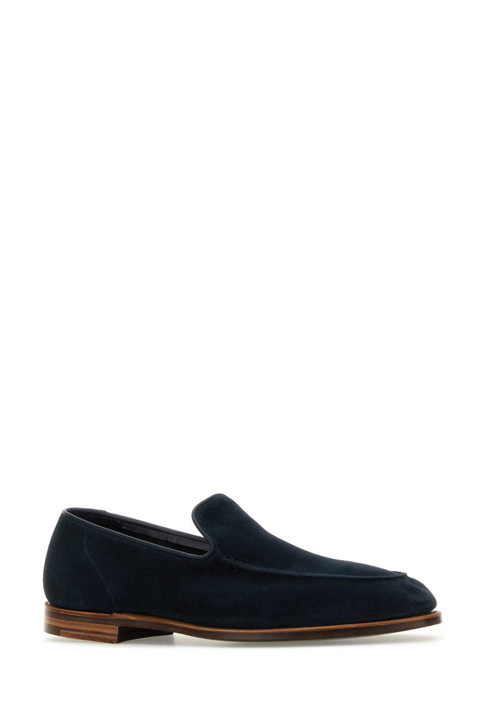 Navy Blue Suede Salcombe Loafers Ocean Mocassini