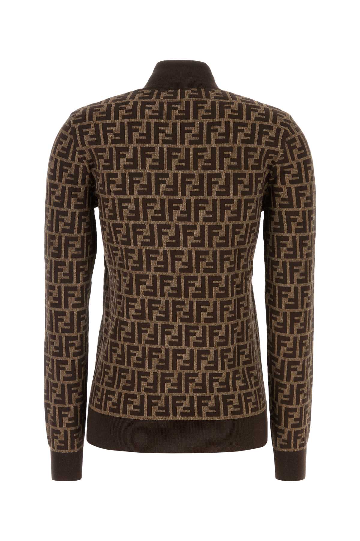 Embroidered Cotton Sweater Tobacco Exterior: Maglieria