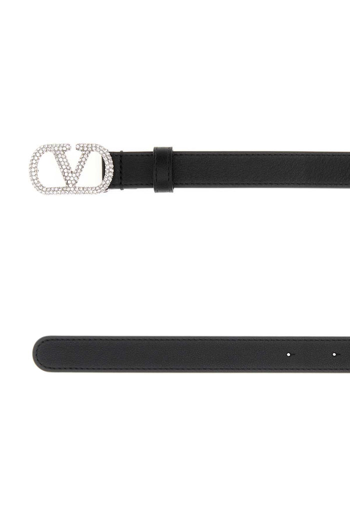 Black Leather Vlogo Signature Belt Nerocrystal Cinture