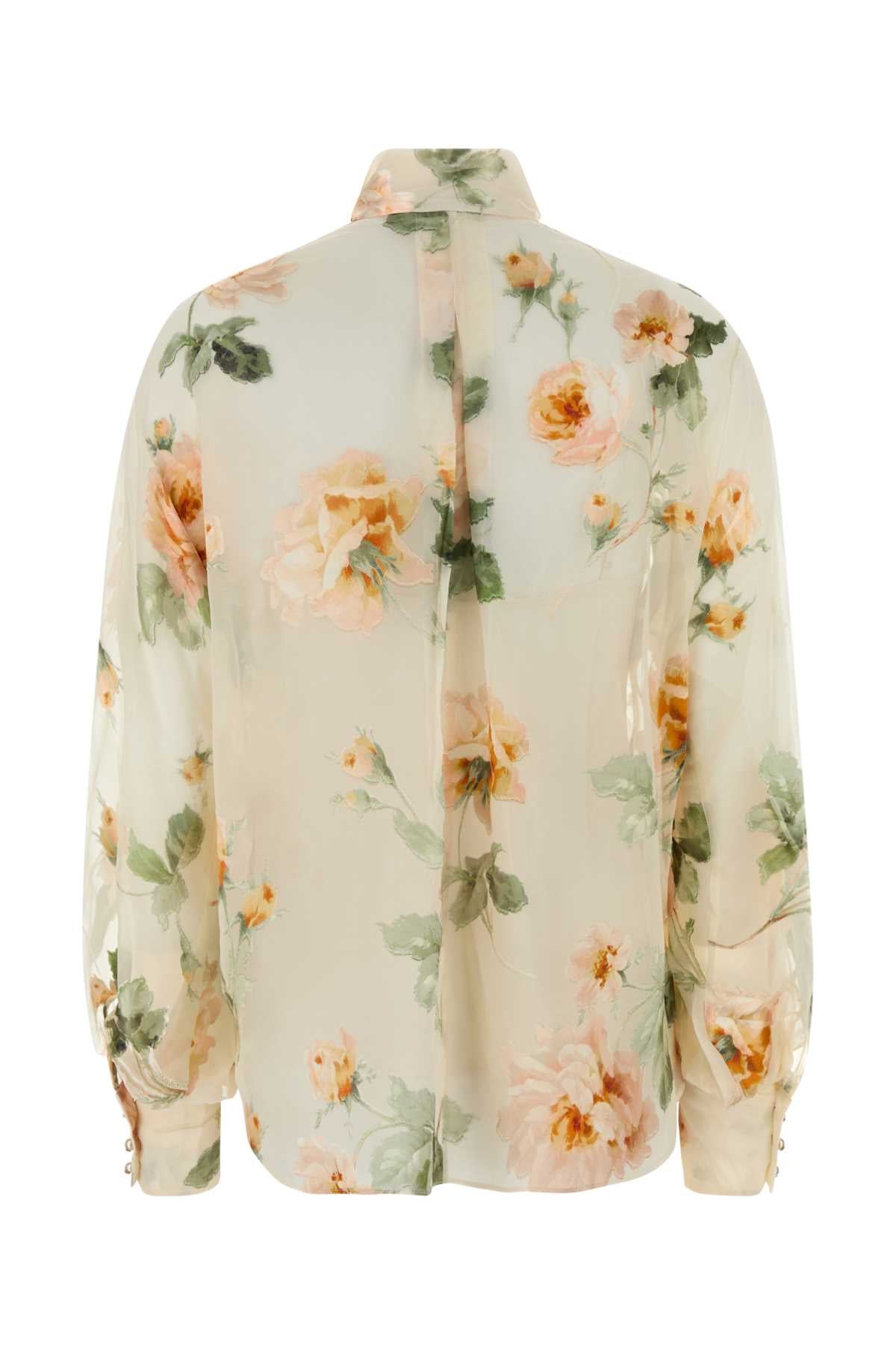 Embroidered Viscose Blend Carousel Shirt Creamrose Camicie