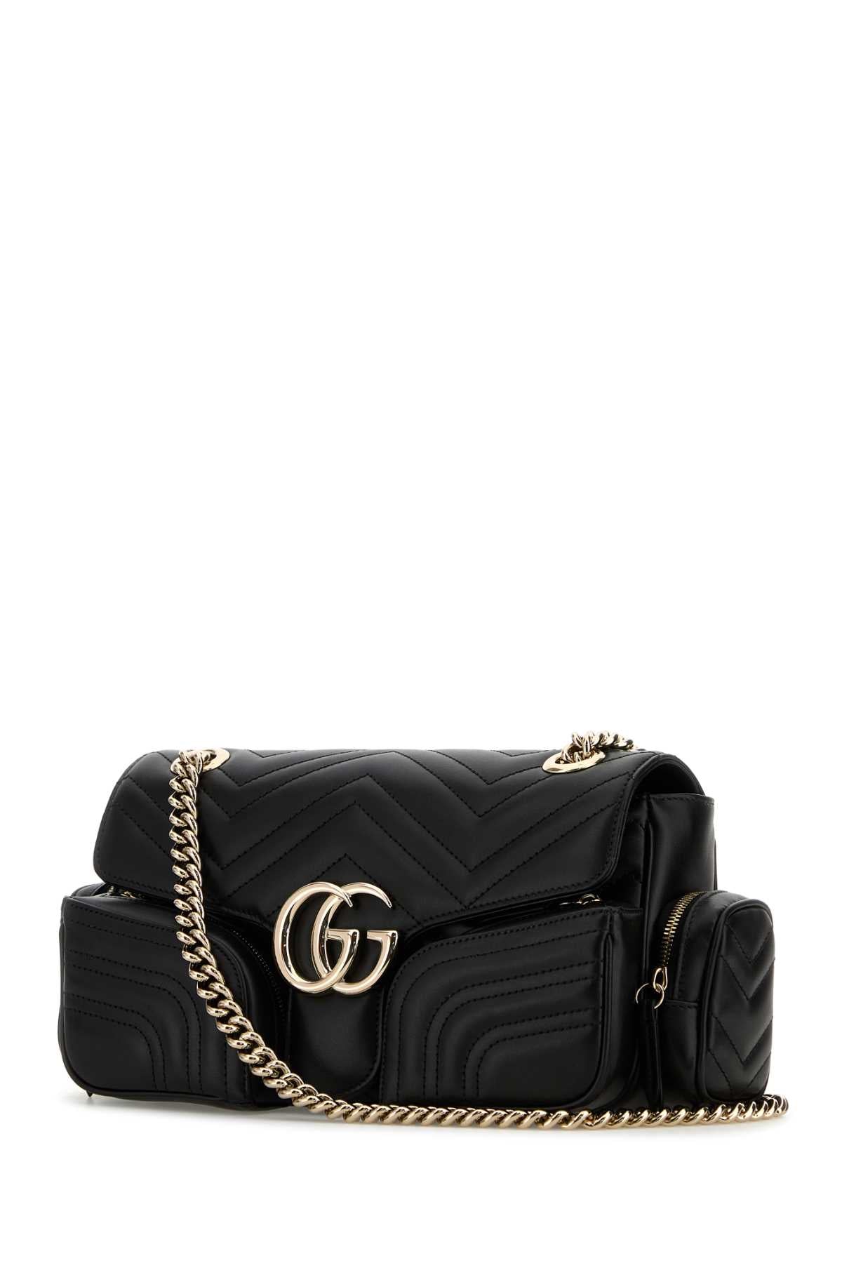 Black Leather Small Gg Marmont Shoulder Bag Borse A Tracolla