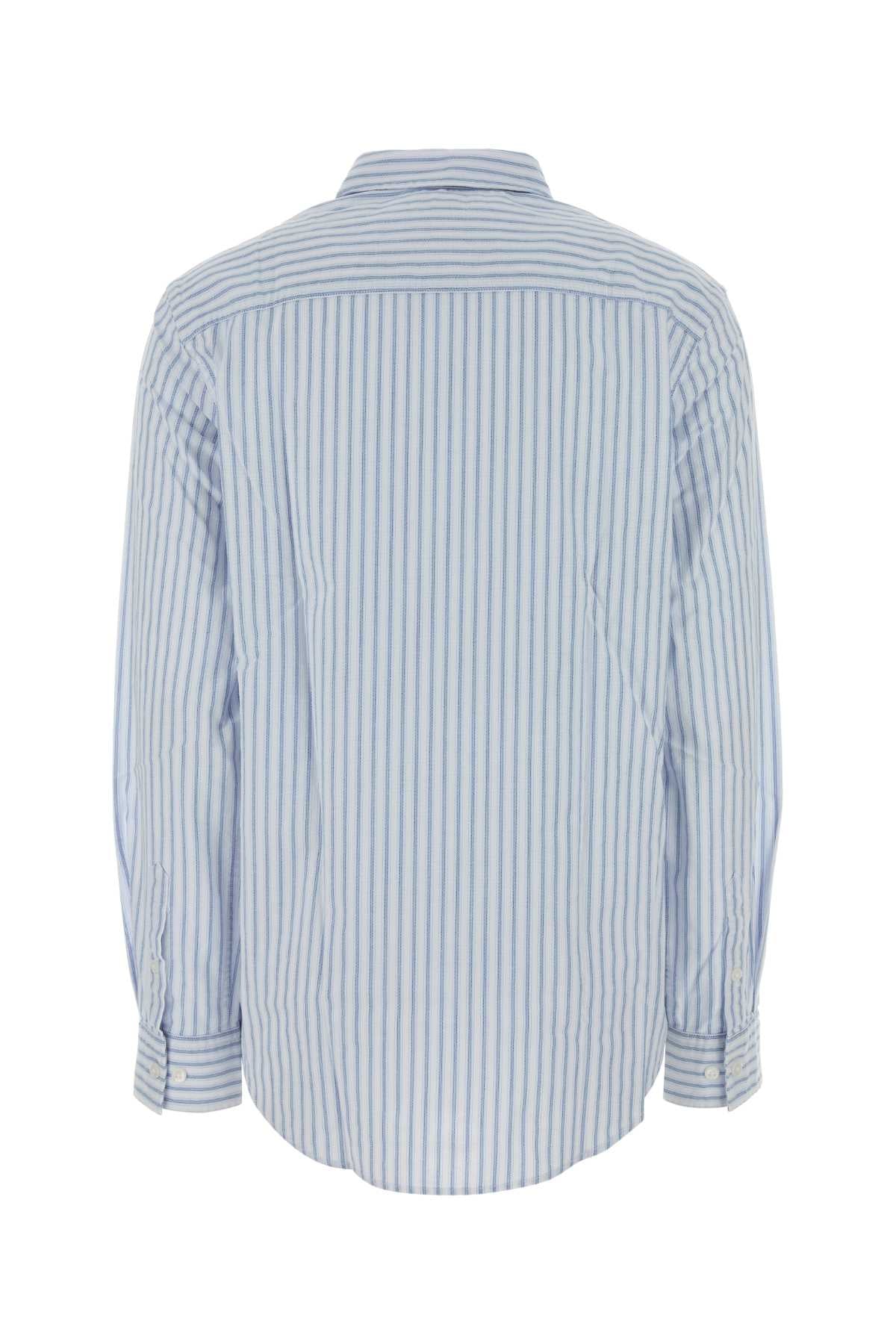 Embroidered Stretch Oxford Shirt Bluedescent Exterior: Cotton Elastane Camicie