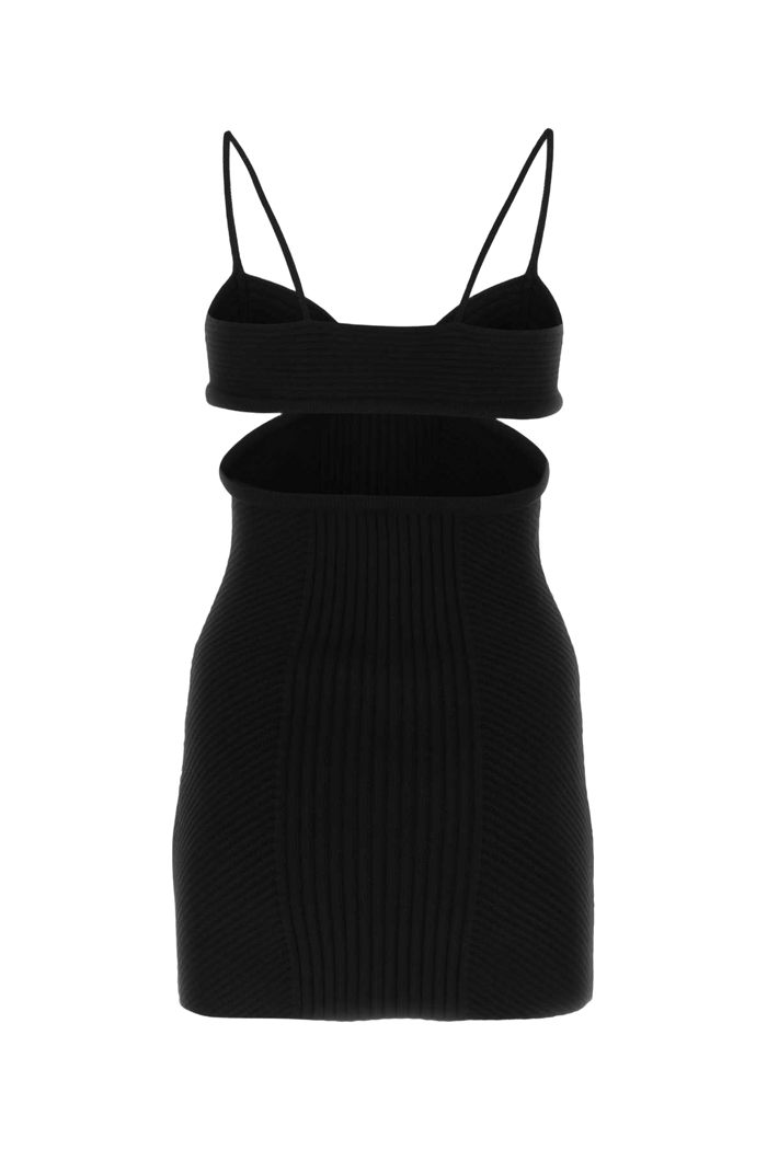 Black Viscose Blend Mini Dress Abiti