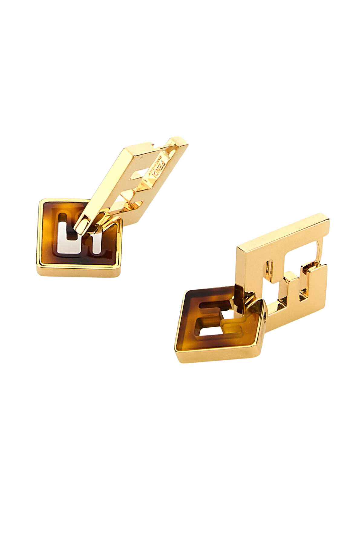 Printed Plexiglass And Metal Forever Fendi Earrings Orosofttartaruga Orecchini